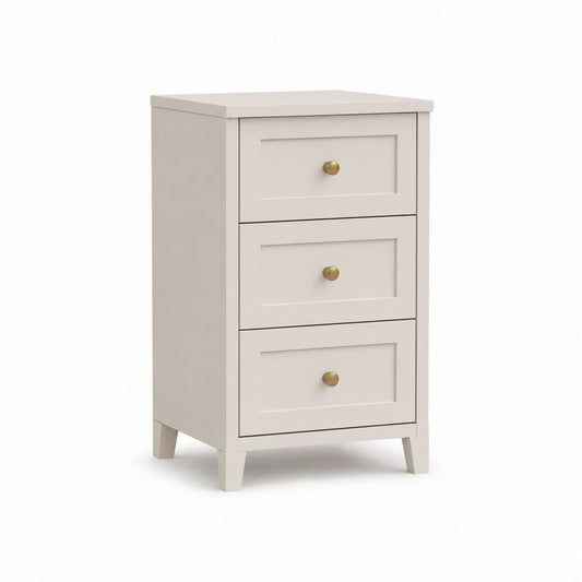 Table de chevet 3 tiroirs blanche en panneaux MDF rectangulaire 40 x 35 x 65 cm