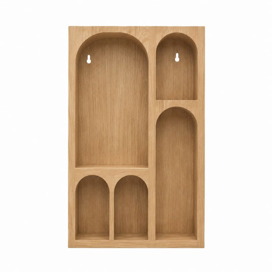 Étagère murale à 5 niches décor chêne en MDF 80 x 45 x 12 cm