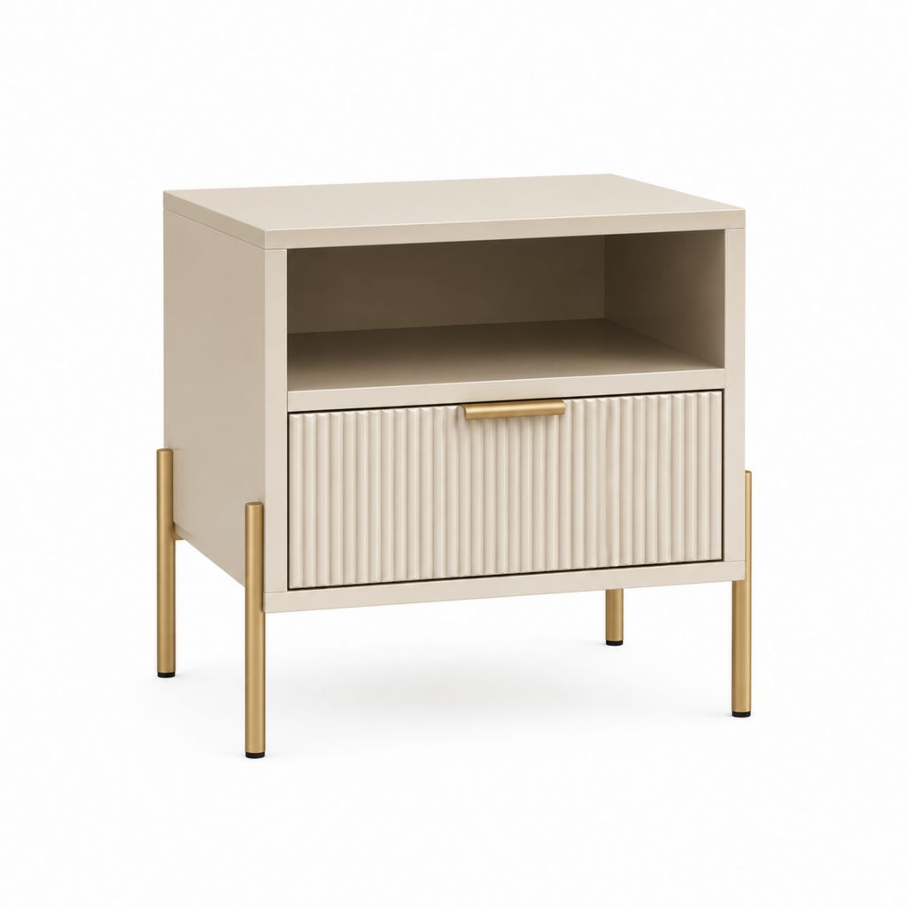 Table de chevet à tiroir beige en MDF rectangulaire 45 x 40 x 60 cm