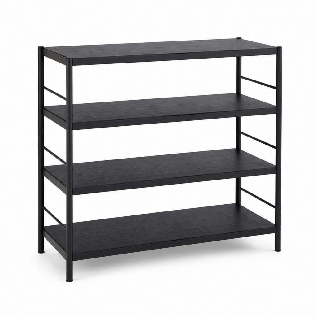 Étagère sur pied 4 niveaux noire en acier et MDF 80 x 30 x 100 cm