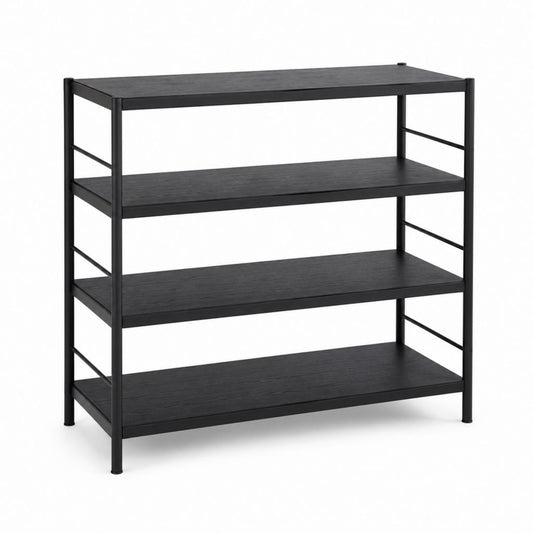Étagère sur pied 4 niveaux noire en acier et MDF 80 x 30 x 100 cm